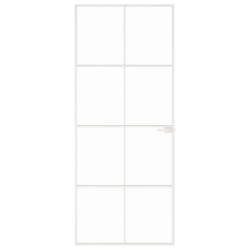 Porte d'intérieur Blanc 83x201,5 cm Trempé verre aluminium fin 