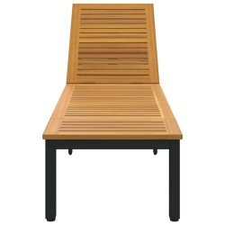 Chaise longue noire 200x55x35 cm en bois d'acacia massif 