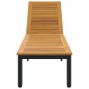 Chaise longue noire 200x55x35 cm en bois d'acacia massif 