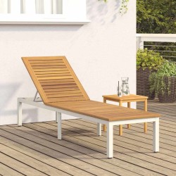 Chaise Longue Grise 200x55x35 cm Bois de Teck Massif 