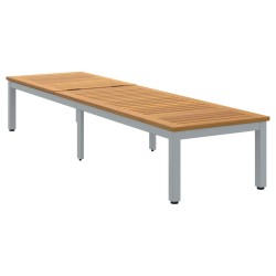 Chaise Longue Grise 200x55x35 cm Bois de Teck Massif 