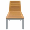 Chaise Longue Grise 200x55x35 cm Bois de Teck Massif 