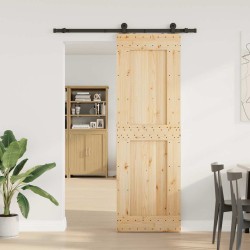Porte coulissante et kit de quincaillerie 70x210 cm pin massif 