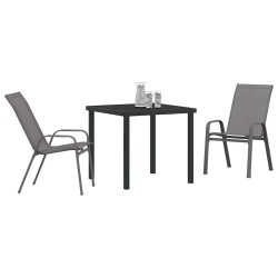 Ensemble de salle à manger de jardin 3 pièces gris textilène et acier 
