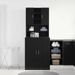 Meubles de Buanderie 2 pcs Chêne Noir 70.5x71.5x181.5 cm Bois d'ingénierie 