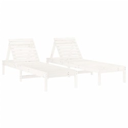 Chaises longues lot de 2 blanc 199,5x60x74cm bois massif de pin 
