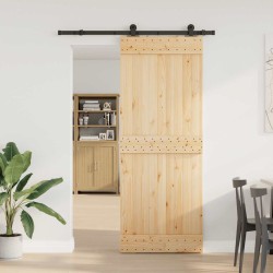 Porte coulissante et kit de quincaillerie 80x210 cm pin massif 