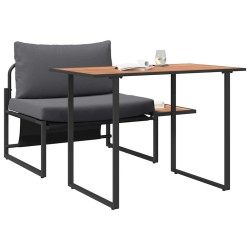 Set de salle à manger de jardin 2 pièces avec siège simple et coussins anthracite 