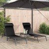 Chaises Longues Pliantes Noire Cadre en métal, tissu textilène 