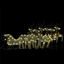 Décoration de Noël Rennes avec traîneau 140 LED Extérieur Doré 