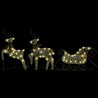 Décoration de Noël Rennes avec traîneau 140 LED Extérieur Doré 