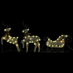 Décoration de Noël Rennes avec traîneau 140 LED Extérieur Doré 