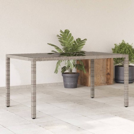 Table de jardin dessus en verre Gris 150x90x75cm Résine tressée 