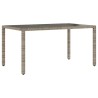 Table de jardin dessus en verre Gris 150x90x75cm Résine tressée 