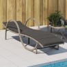 Chaise longue et coussin gris clair 60x199x42 cm résine tressée 