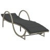 Chaise longue et coussin gris clair 60x199x42 cm résine tressée 