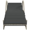 Chaise longue et coussin gris clair 60x199x42 cm résine tressée 