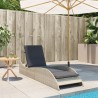 Chaise longue avec coussin gris clair 60x205x73 cm poly rotin 