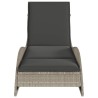 Chaise longue avec coussin gris clair 60x205x73 cm poly rotin 