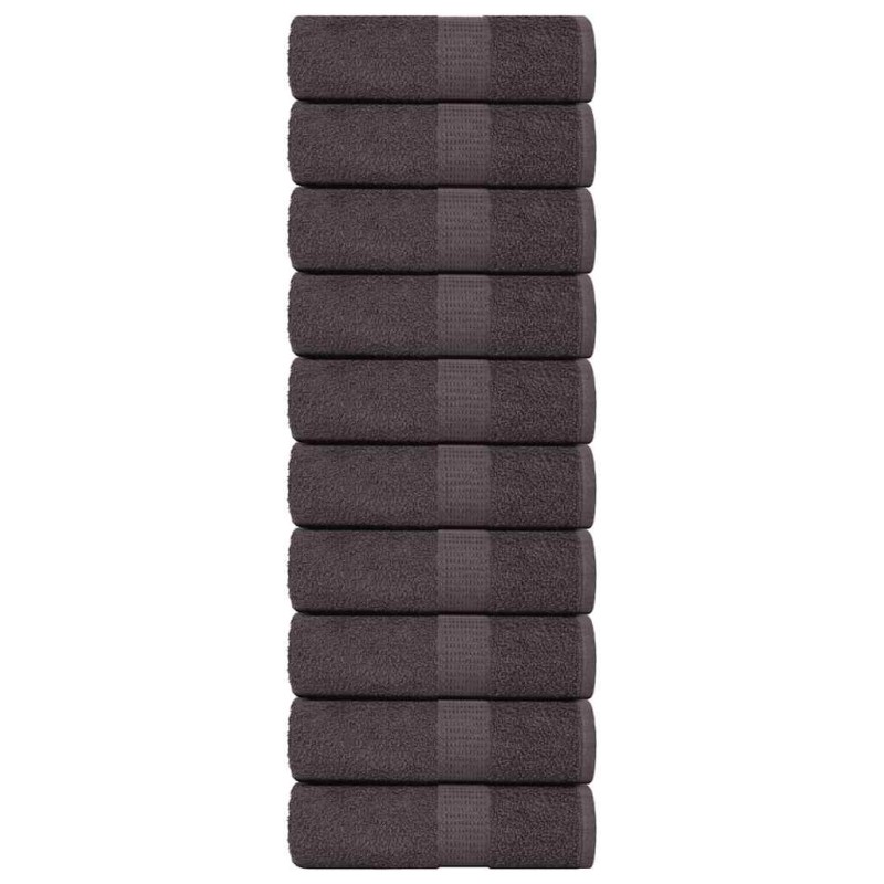 Serviettes d'invité 10pcs anthracite 30x50cm 360g/m² 100% coton 
