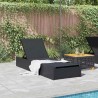 Chaise Longue Noire 60x200x27 cm en Rattan Synthétique 