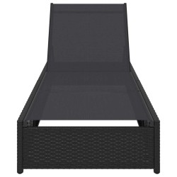 Chaise Longue Noire 60x200x27 cm en Rattan Synthétique 