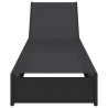 Chaise Longue Noire 60x200x27 cm en Rattan Synthétique 