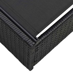 Chaise Longue Noire 60x200x27 cm en Rattan Synthétique 