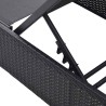 Chaise Longue Noire 60x200x27 cm en Rattan Synthétique 