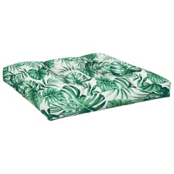Coussin de palette motif de feuilles 80x80x12 cm tissu 