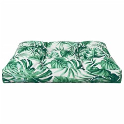 Coussin de palette motif de feuilles 80x80x12 cm tissu 