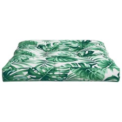 Coussin de palette motif de feuilles 80x80x12 cm tissu 