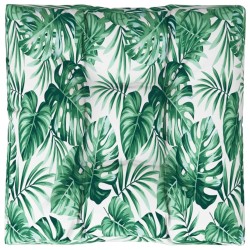 Coussin de palette motif de feuilles 80x80x12 cm tissu 