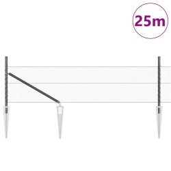 Clôture avec poteaux Gris 0.4 x 25 m Acier recouvert de PVC 