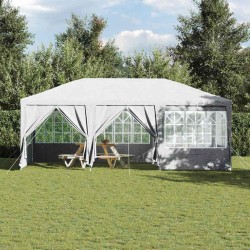 Tente de fête avec 10 panneaux latéraux blancs 6x4 m PE 