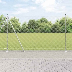 Jeu de Poteaux de Clôture Argent 10 x 1.4 m Acier galvanisé 