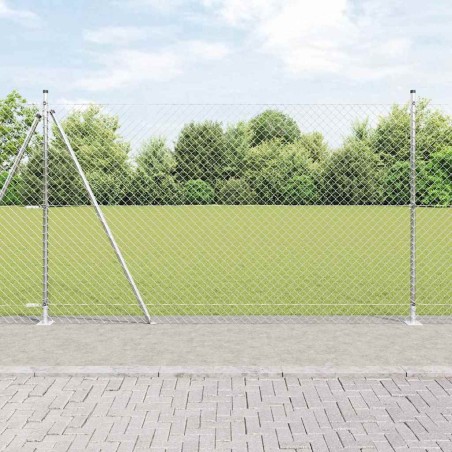 Jeu de Poteaux de Clôture Argent 10 x 1.4 m Acier galvanisé 