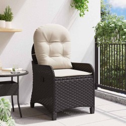 Chaise inclinable avec coussin en poly rotin noir 
