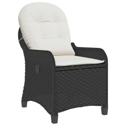 Chaise inclinable avec coussin en poly rotin noir 
