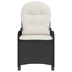 Chaise inclinable avec coussin en poly rotin noir 