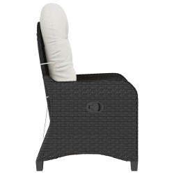 Chaise inclinable avec coussin en poly rotin noir 