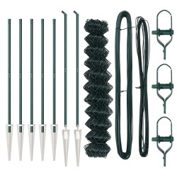 Jeu de Poteaux de Clôture Vert 1 x 10 m Acier galvanisé 