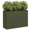 Jardinière vert olive 120x40x80 cm acier laminé à froid 