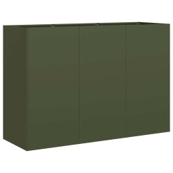 Jardinière vert olive 120x40x80 cm acier laminé à froid 