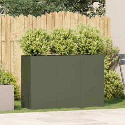 Jardinière vert olive 120x40x80 cm acier laminé à froid 