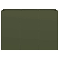 Jardinière vert olive 120x40x80 cm acier laminé à froid 