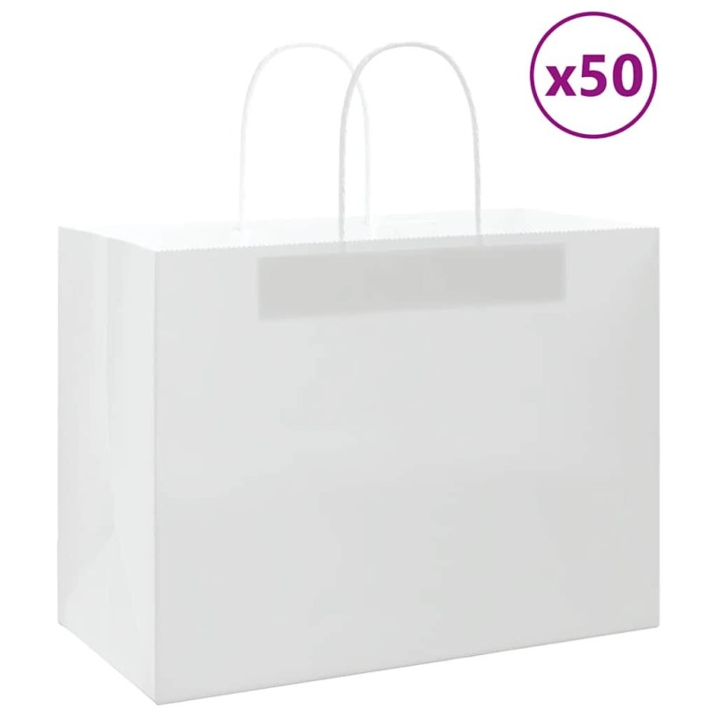 Sacs en papier 50 pcs avec poignées blanc 32x17x25 cm 