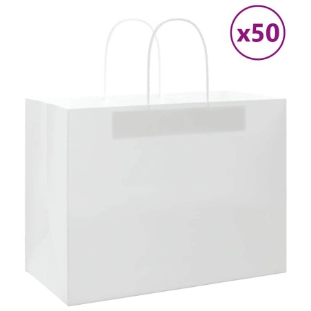 Sacs en papier 50 pcs avec poignées blanc 32x17x25 cm 