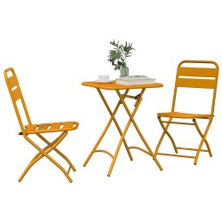 Ensemble de bistro pliable 3 pièces moutarde en acier 