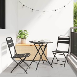 Set de Bistro Pliable 3 Pièces en Acier Anthracite 